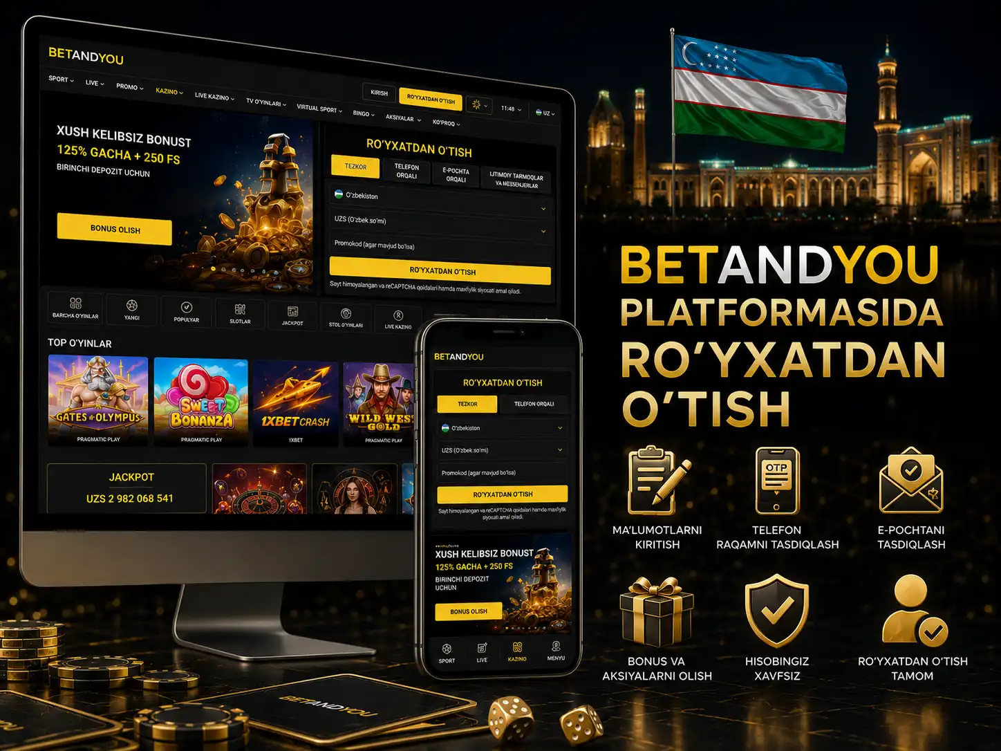 Betandyou platformasida ro'yxatdan o'tish